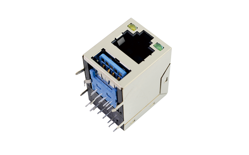 109010311- RJ45+單層USB 3.0 無(wú)彈